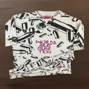 Vintage Hater T-Shirt Words Are Munition AOP Graphic Tee Short Sleeve Men Sz L